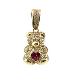 Woman’s Ladies 14k Yellow Gold CZ Cubic Zirconia Teddy Bear Charm Pendant For Necklace GP3120554