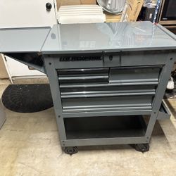 US General 5-Drawer Tool Cart With Side Tray, Gray