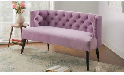 Lavender Settee - Riveted Velvet Couch - Spa
