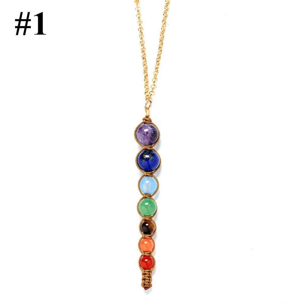 *New Arrival* Yoga Pendant Necklace 7 Chakra Beads Natural Reiki Healing Jewelry *See My Other 200 Items*