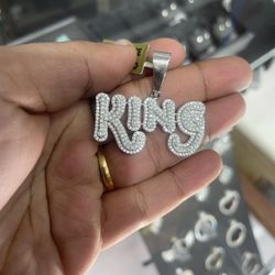 925 Silver Moissanite King Charm