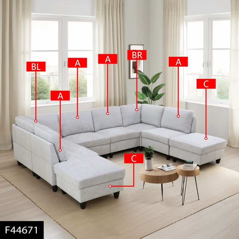 Living Room Sofa Set - 8-Piece - Gray Flannel | Warehouse Pickup | Shipping Extra