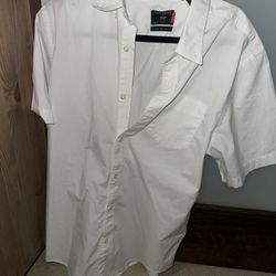 Dockers White Short Sleeve Button-Up (Large)