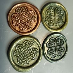 Celtic knot four leaf clover wax seals coins 30 +