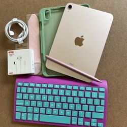  iPad Mini 6th Generation 64Gb pink Zagg Keyboard, Pen, Case, earphone  and Charger 