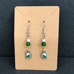 NEW St. Patricks Day Beer Mug Dangle Drop Earrings