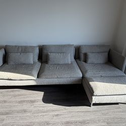 SODERHAMN Sectional, 4 seat, with chaise, beige/brown