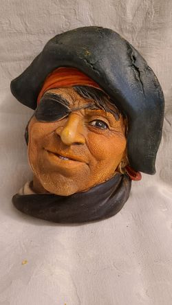 Vintage Bossons Chalkware Head The Smuggler Pirate Wall Plaque