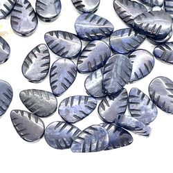 Lot Of Carved Sodalite Leaf Beads
