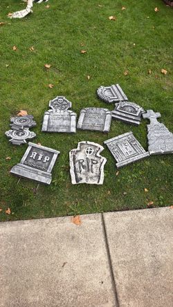 Assorted foam headstones