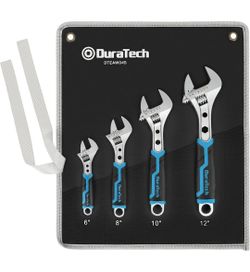 DuraTech 4-Piece Adjustable Wrench Set 6-12 in CR-V Steel Hex Function Case NIB