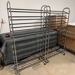 Chrome 10‑Tier Shoe Racks – Two Available – $40 Each