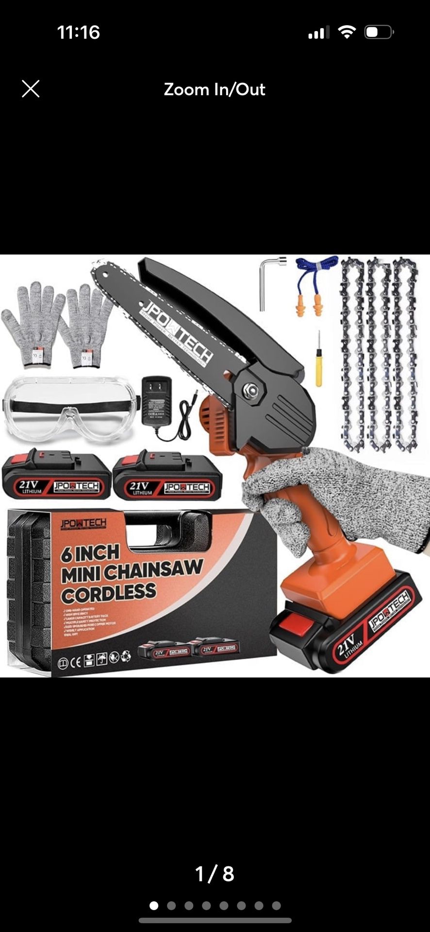 Mini Chainsaw Cordless 6-Inch with 2 Battery, One-Handed Smooth Cutting Portable