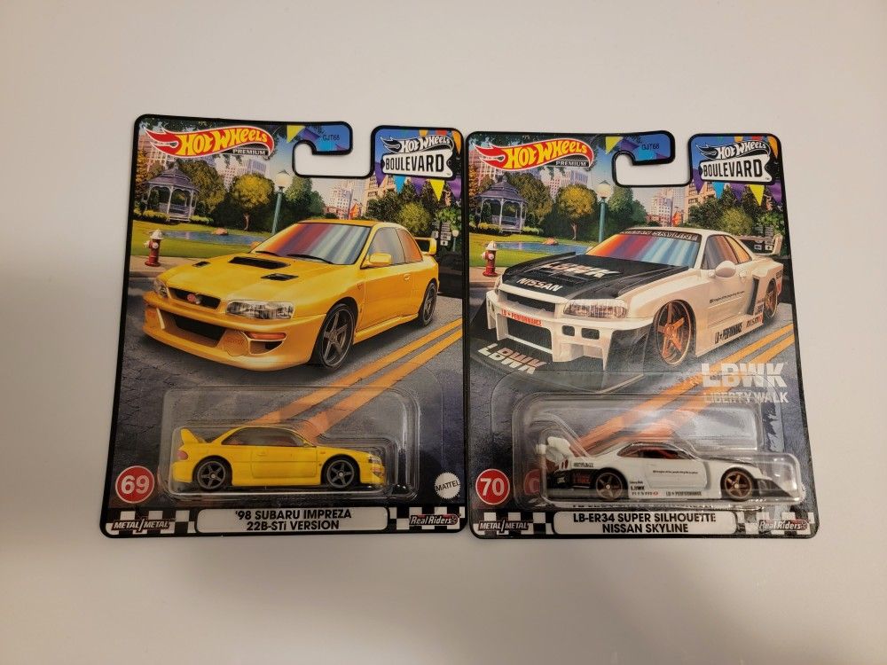 HOT WHEELS BOULEVARD 98 SUBARU IMPREZA 22B-STI VERSION/Boulevard LB-ER34 Super Silhouette Nissan Skyline