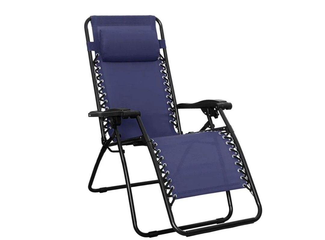 Amazon Basics Outdoor Patio Zero Gravity Lounge Chair with Pillow, Folding Reclining and Textilene Adjustable, Folding Lounge Lawn Chairs for Outside,