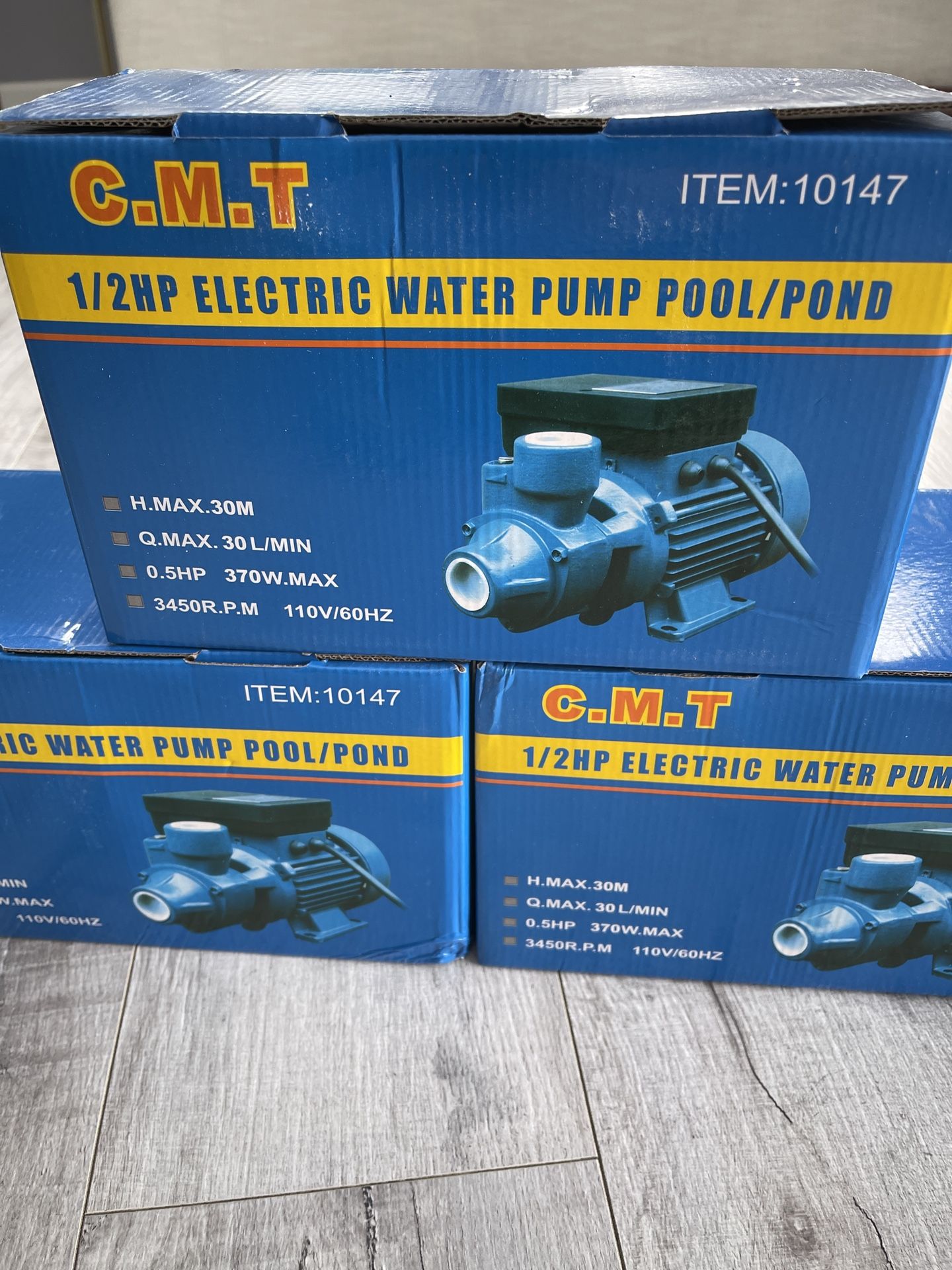 1/2HP ELECTRIC WATER PUMPS FOR POOLS/POND -(5 Motors)