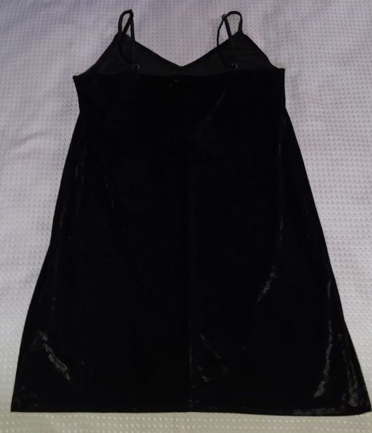 Hollister Black Velvet Baby Doll Spaghetti Strap Dress Women's Size Large $5