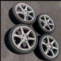 4 — 205/45r17 4x100 4x3.94 Stock Enkei Scion Xa Xb Ia Echo Miata Civic  Fit Corolla Wheels Rims Good 90% Treads Tires!!!!!