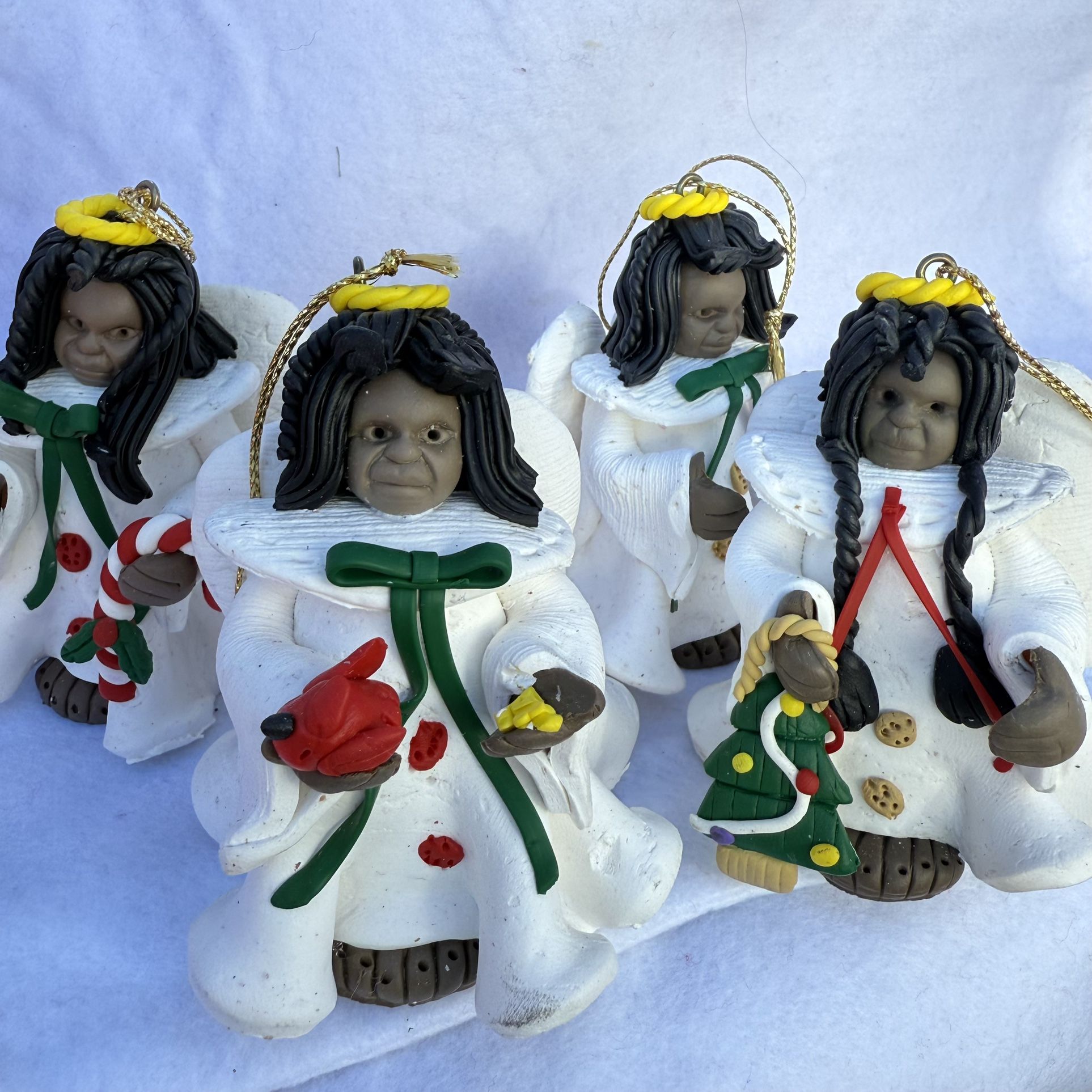 Christmas ornament, specifically an African American angel figure