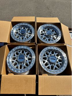 Brand New KMC GRS “549” Machined 17” Off-Road Wheels for 8 Lug GM 8x180 and 8x170 Ford Trucks