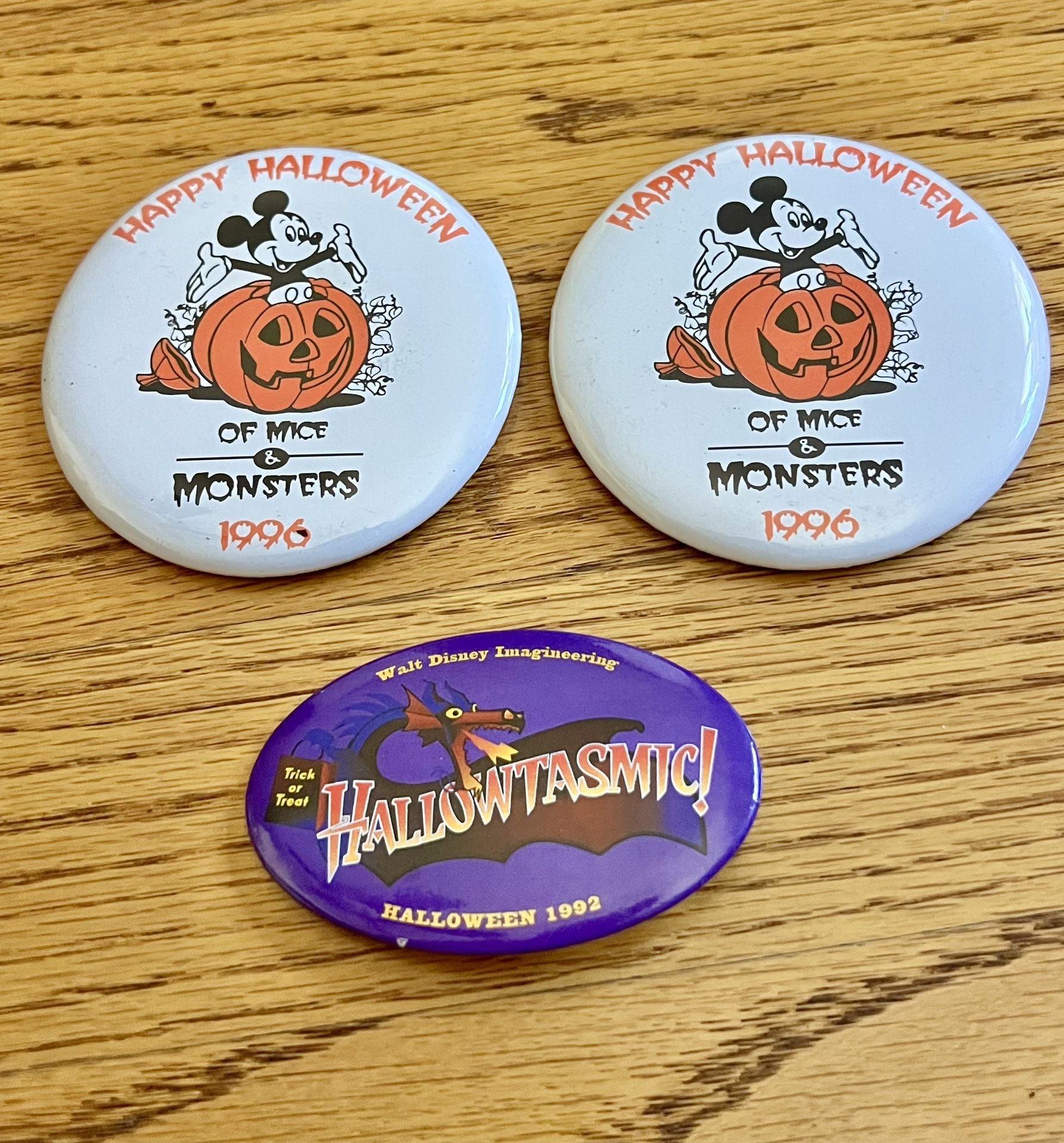 Lot of 3 Vintage Disney Mickey Mouse Halloween buttons, Walt Disney Imagineering