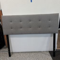 Full Size Upholstered Headboard And Adjustable Metal Bed Frame 