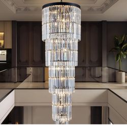 Luxury Modern Long Staircase K9 Chandelier Black Top And I Also Have Gold I Bought It To Put In My House But There Two Big!Brand New 