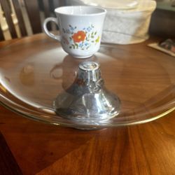 Glass Cake Stand Silver Vase $15