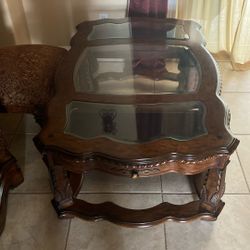 coffee table with glass