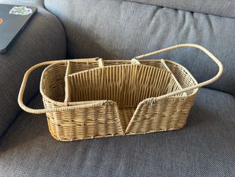 Wicker Caddy Basket with Dividers and Handles