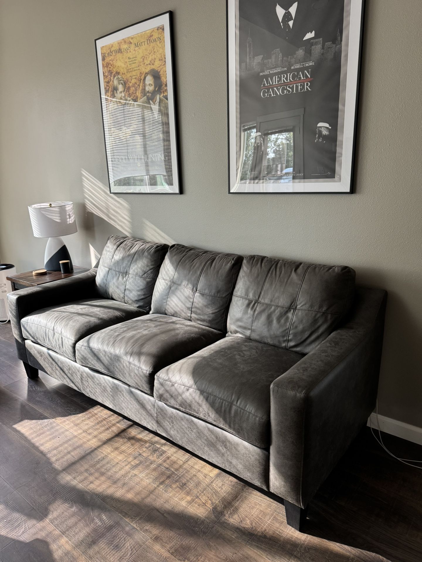 Grey Leather Sofa