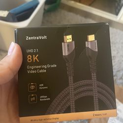 ZentraVolt 8K HDMI Cable 6.6ft  Ultra High Speed 48Gbps HDMI 2.1  8K@60Hz 4K@120Hz HDR eARC  Nylon Braided HDMI to HDMI Cord for TV PS5 Xbox Monitor L