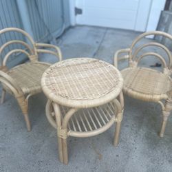 Kids Rattan Table And Two Chairs-New!