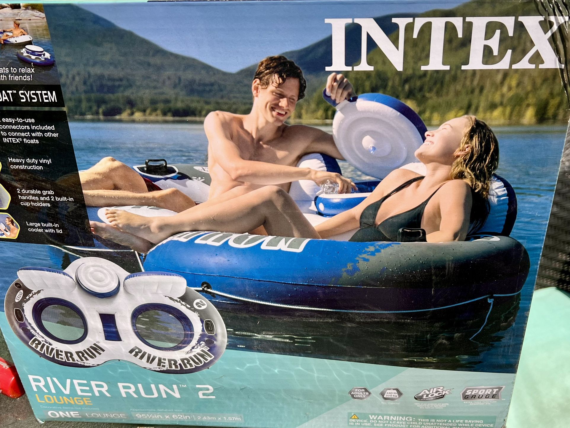 Brand New Intex River Run 2 Person Inflatable Tube Raft Float with Cooler for Pool & Lake