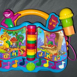 Fisher Price Barney Dinosaur Singin’ Alphabet Songbook Microphone 2003-RARE