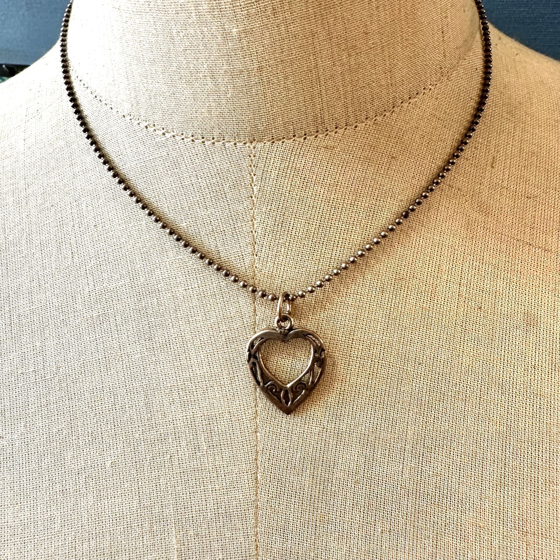 Sterling silver Open heart pendant necklace