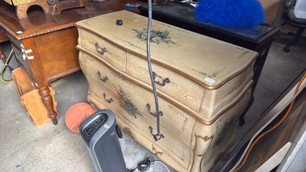 Vintage Bombe Chest Dresser with Floral Decor