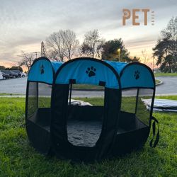Portable Cat/Dog Play Pen - Blue 