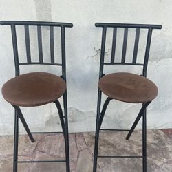 Mainstays Indoor Metal Folding Stool with Slat Back and Microfiber Seat. 75 for both