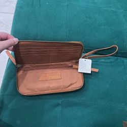 FREE PEOPLE - Brown Tan Distressed Vegan Wallet New w/ Tags