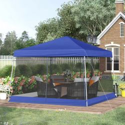 12.8FT Pop Up Canopy Tent with Netting and Carry Bag, Instant Sun Shelter, Tents for Parties, Height Adjustable, for Outdoor, Garden, Patio, 