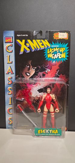 Vintage X-Men Classics Elektra Figure w/ Light-Up Weapon – ToyBiz / Marvel – Sealed