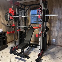 Smith Machine 200 | Adjustable Bench | 245lb Cast Iron Olympic Weights | 7ft Olympic Bar | Fitness | Gym Equipment | FREE DELIVERY/INSTALLATION 🚚 🛠️