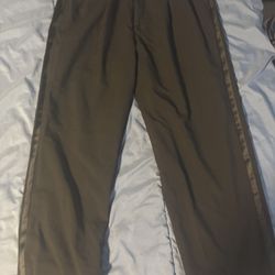 Black Pleated Side Stripe Dress Pants Straight Leg Men Size 32