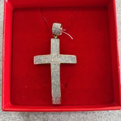 10k Yellow Gold Diamond Cross Pendant 
