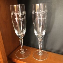 Groom And Bride Toast Flutes 