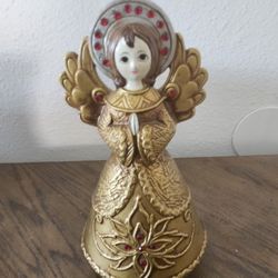 Vintage Christmas Musical Angel, 1960's Paper Mache Angel Figurine, Angel Music Box, Silent Night.