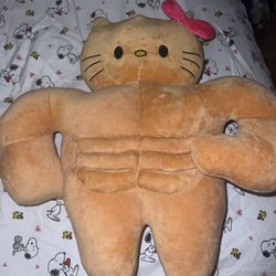 Hello Kitty Muscular Cat Plush with Pink Bow