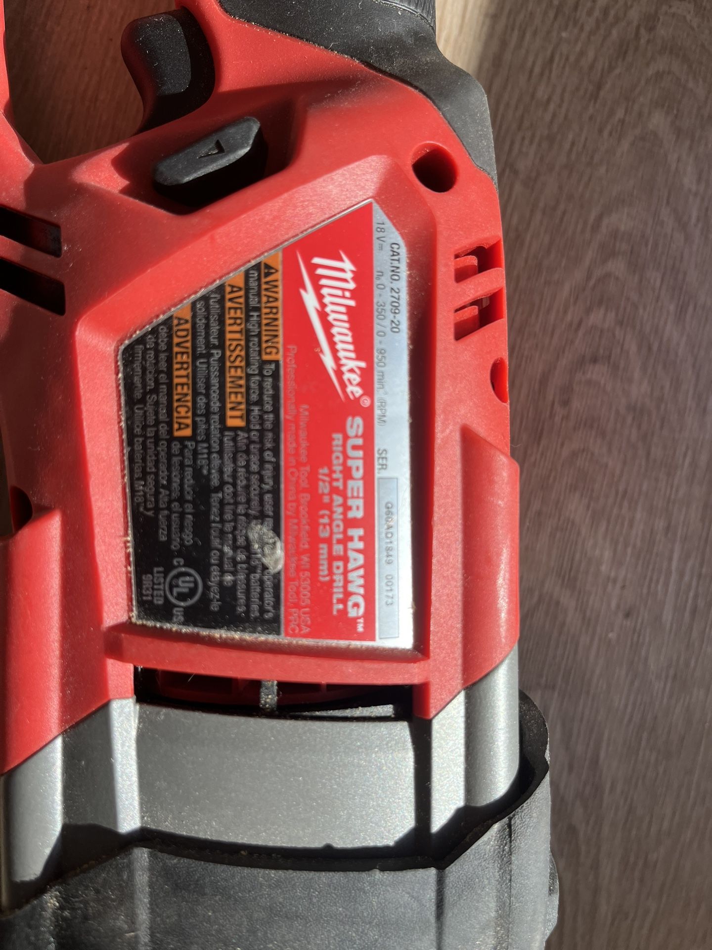 Tools - Excellent Condition - Milwaukee M18 Fuel Super Hawg 1/2” Right Angle Drill 