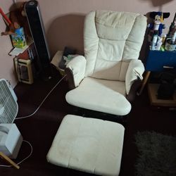 Nursery Rocking Chair And Swivel Foot Rest
